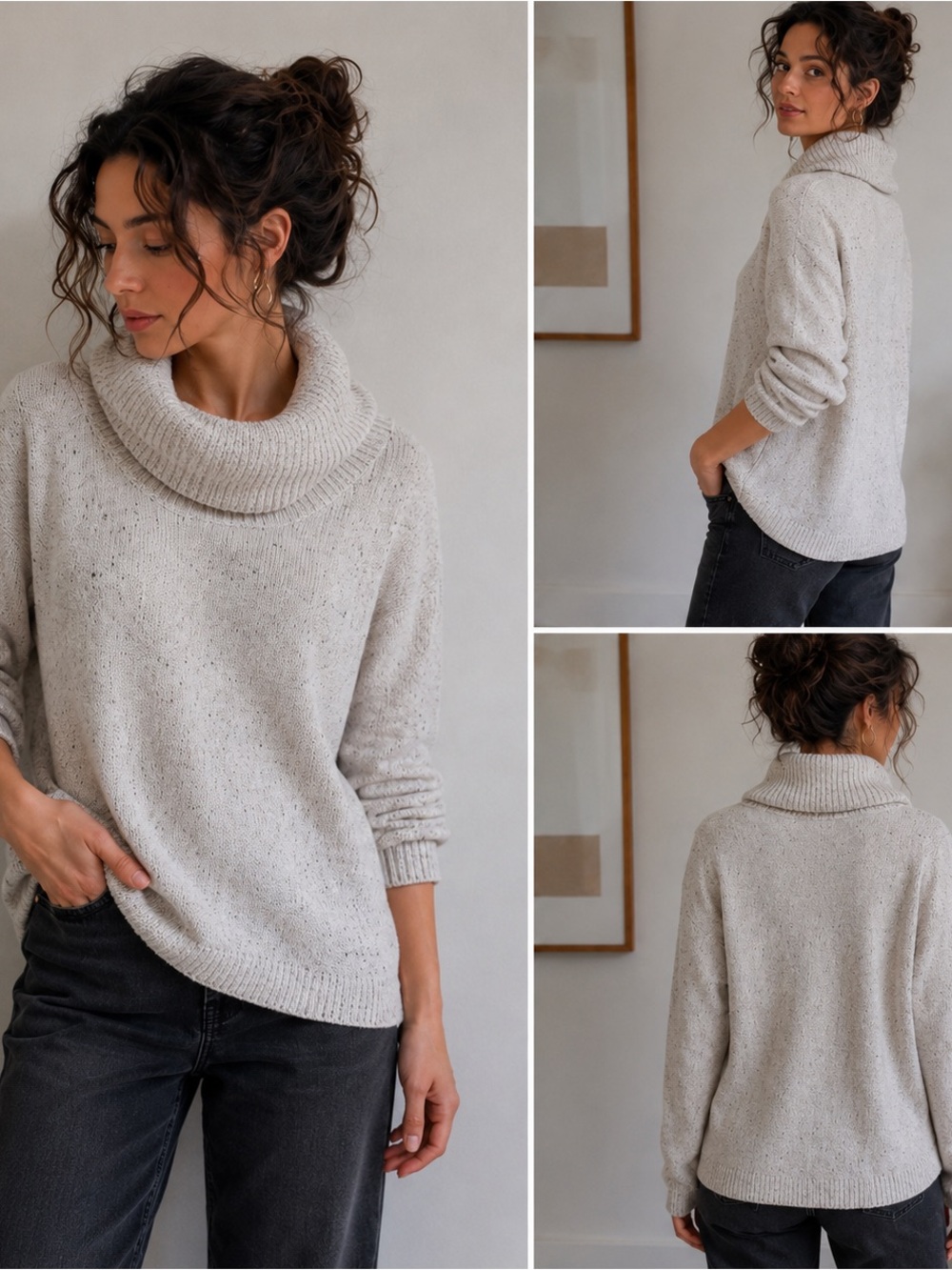 NWT 🌷Women's Apt. 9 Soft Oatmeal Turtleneck Sweater ✨ Cozy Knit Size M